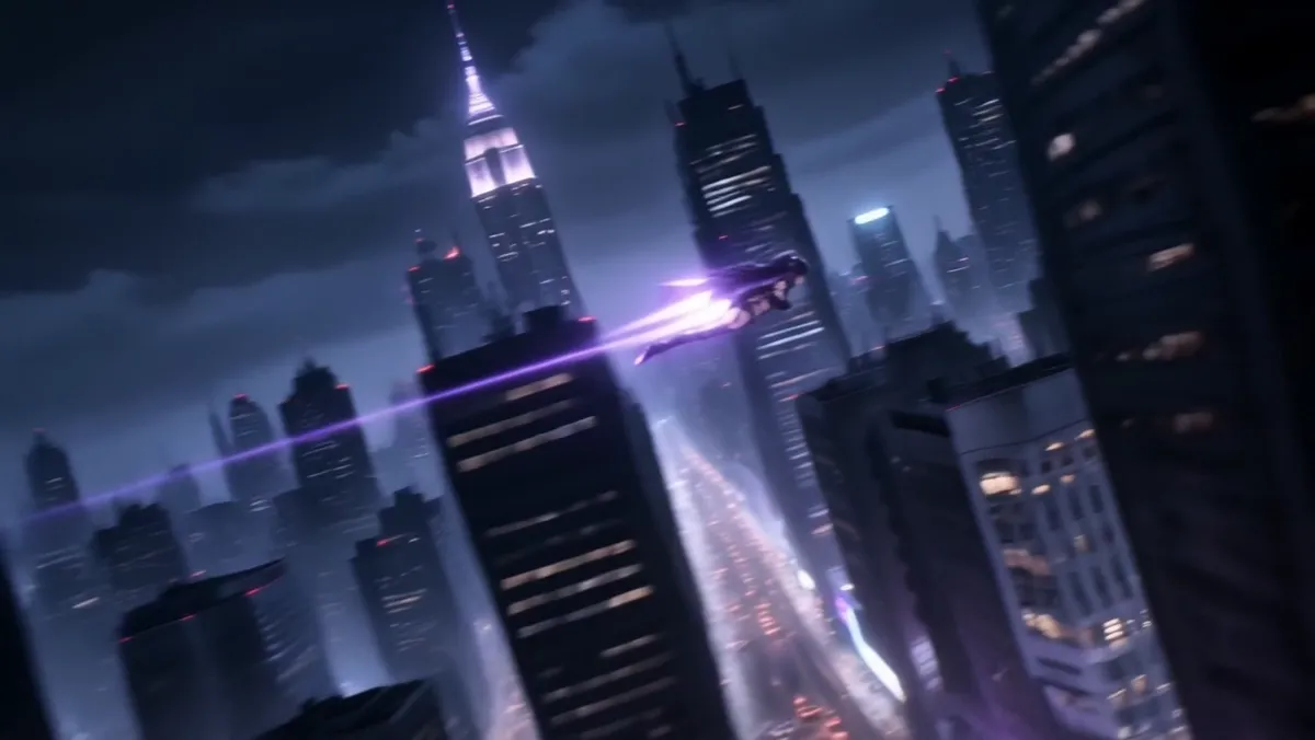 Plein ciel, faisceau violet